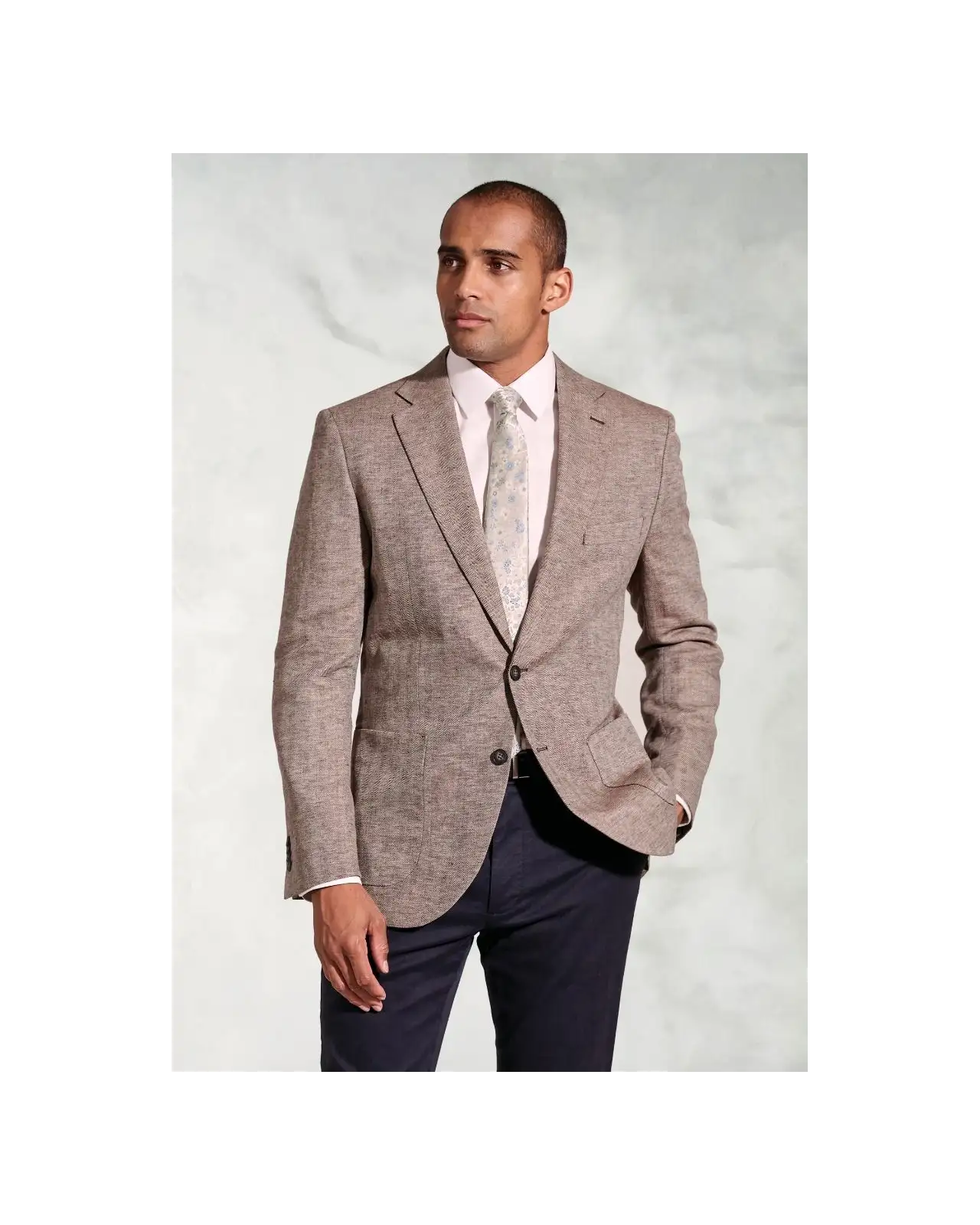 Jackets Brook Taverner Tailored Fit Brando Chestnut Herringbone Linen Blend Jacket £116.00