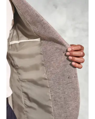 Jackets Brook Taverner Tailored Fit Brando Chestnut Herringbone Linen Blend Jacket-BT-5432A £116.00