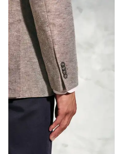 Jackets Brook Taverner Tailored Fit Brando Chestnut Herringbone Linen Blend Jacket-BT-5432A £116.00