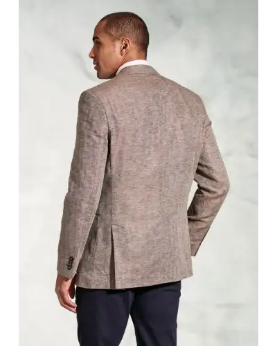 Jackets Brook Taverner Tailored Fit Brando Chestnut Herringbone Linen Blend Jacket-BT-5432A £116.00