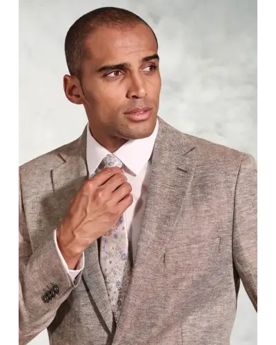 Jackets Brook Taverner Tailored Fit Brando Chestnut Herringbone Linen Blend Jacket-BT-5432A £116.00