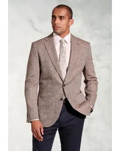 Jackets Brook Taverner Tailored Fit Brando Chestnut Herringbone Linen Blend Jacket £116.00
