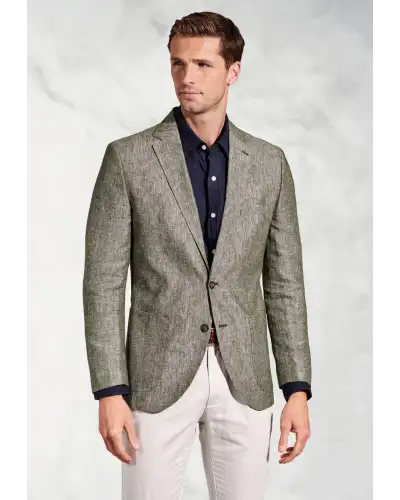 Jackets Brook Taverner Tailored Fit Eastwood Khaki Pure Linen Jacket-BT-5428B £116.00
