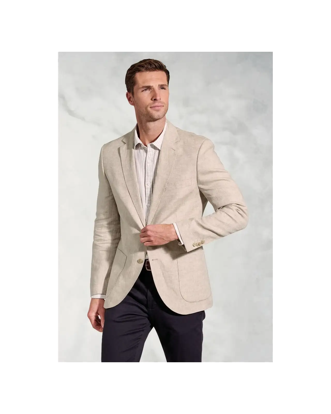 Jackets Brook Taverner Tailored Fit Eastwood Sand Pure Linen Jacket-BT-5428A £116.00