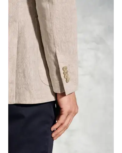 Jackets Brook Taverner Tailored Fit Eastwood Sand Pure Linen Jacket-BT-5428A £116.00