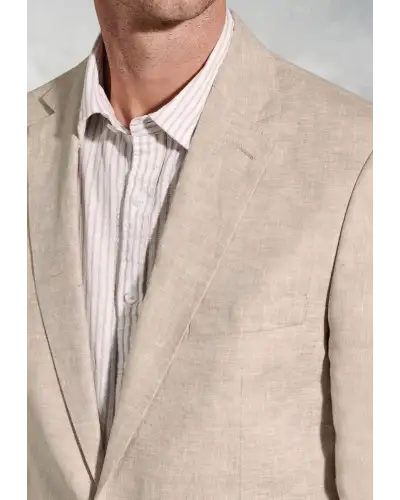 Jackets Brook Taverner Tailored Fit Eastwood Sand Pure Linen Jacket-BT-5428A £116.00