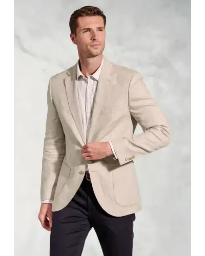 Jackets Brook Taverner Tailored Fit Eastwood Sand Pure Linen Jacket £134.00