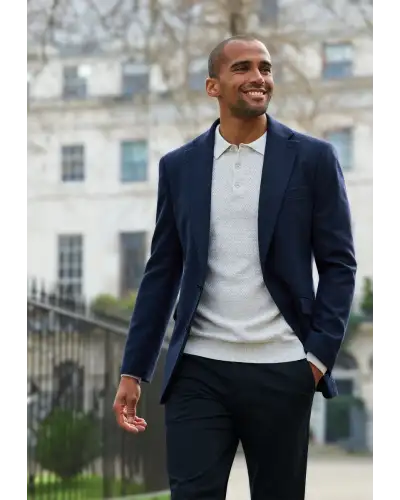 Jackets Brook Taverner Tailored Fit Zane Blue British Cashmere Blend Jacket-BT-5419CT £179.00