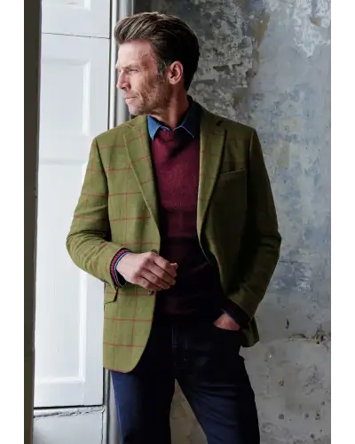 Jackets Brook Taverner Regular Fit Edlingham Moss Check Wool Blend Jacket-BT-5359B £116.00