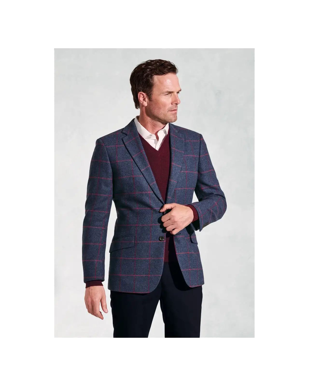 Jackets Brook Taverner Regular Fit Edlingham Blue Check Wool Blend Jacket-BT-5359A £116.00