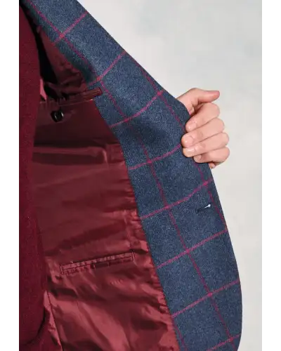 Jackets Brook Taverner Regular Fit Edlingham Blue Check Wool Blend Jacket-BT-5359A £116.00