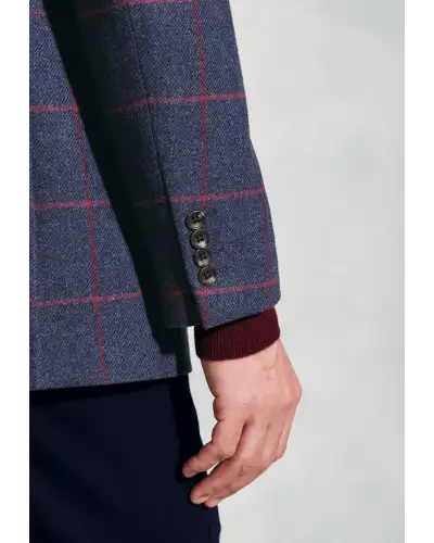 Jackets Brook Taverner Regular Fit Edlingham Blue Check Wool Blend Jacket-BT-5359A £116.00