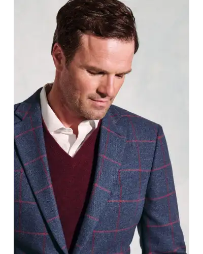 Jackets Brook Taverner Regular Fit Edlingham Blue Check Wool Blend Jacket-BT-5359A £116.00