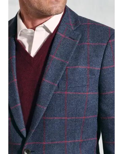 Jackets Brook Taverner Regular Fit Edlingham Blue Check Wool Blend Jacket-BT-5359A £116.00