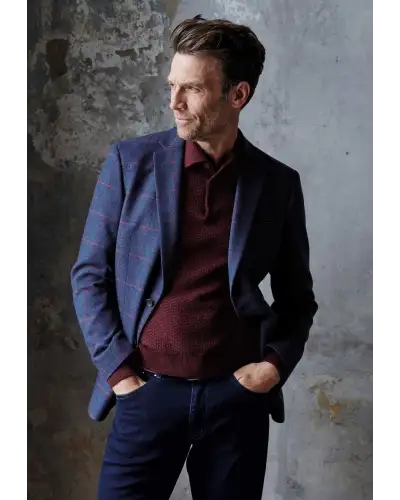 Jackets Brook Taverner Regular Fit Edlingham Blue Check Wool Blend Jacket-BT-5359A £116.00