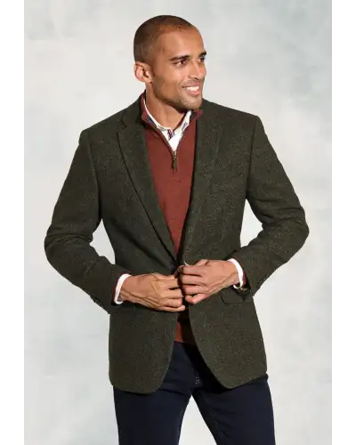 Jackets Brook Taverner Regular Fit Dee Olive Herringbone Wool Blend Jacket-BT-5342A £116.00