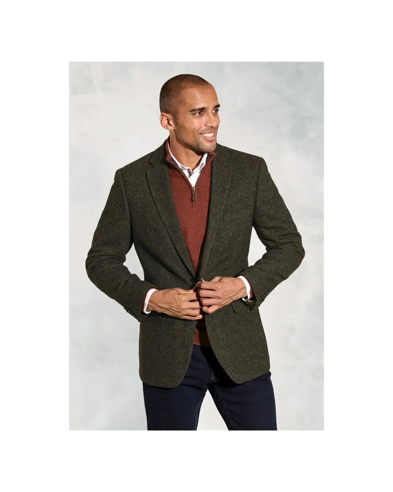Jackets Brook Taverner Regular Fit Dee Olive Herringbone Wool Blend Jacket-BT-5342A £116.00