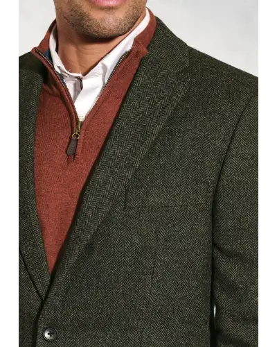 Jackets Brook Taverner Regular Fit Dee Olive Herringbone Wool Blend Jacket-BT-5342A £116.00