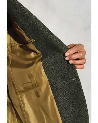 Jackets Brook Taverner Regular Fit Dee Olive Herringbone Wool Blend Jacket-BT-5342A £116.00