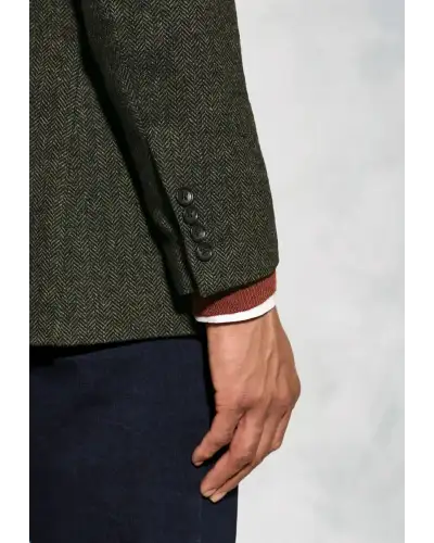 Jackets Brook Taverner Regular Fit Dee Olive Herringbone Wool Blend Jacket-BT-5342A £116.00