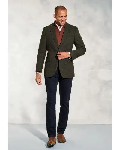 Jackets Brook Taverner Regular Fit Dee Olive Herringbone Wool Blend Jacket-BT-5342A £116.00