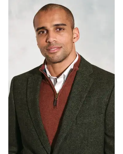 Jackets Brook Taverner Regular Fit Dee Olive Herringbone Wool Blend Jacket-BT-5342A £116.00