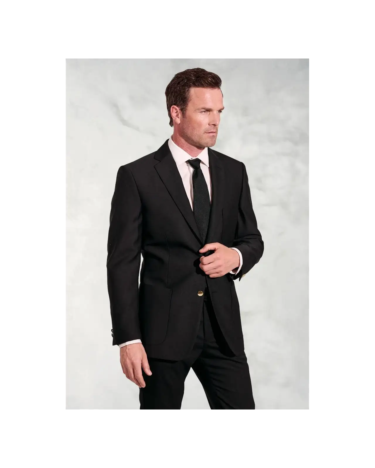 Jackets Brook Taverner Regular Fit Henley Black Wool Blend Blazer-BT-5051B £161.00