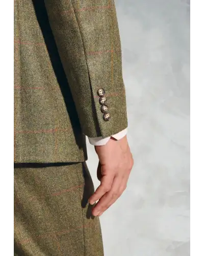 Suit Jackets Brook Taverner Regular Fit Dalton Olive Check Wool Suit Jacket-BT-3923A £179.00