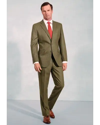 Suit Jackets Brook Taverner Regular Fit Dalton Olive Check Wool Suit Jacket-BT-3923A £179.00