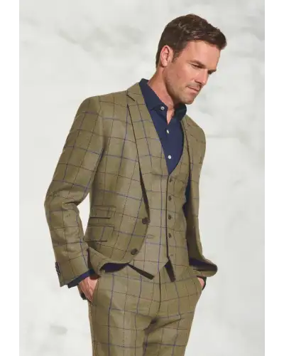 Suit Jackets Brook Taverner Tailored Fit Haincliffe Green Check Wool Suit Jacket-BT-3869B £224.00