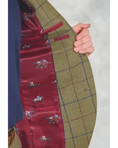 Suit Jackets Brook Taverner Tailored Fit Haincliffe Green Check Wool Suit Jacket-BT-3869B £224.00