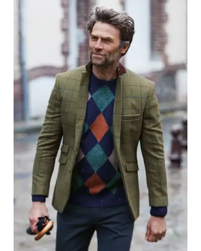 Suit Jackets Brook Taverner Tailored Fit Haincliffe Green Check Wool Suit Jacket-BT-3869B £224.00