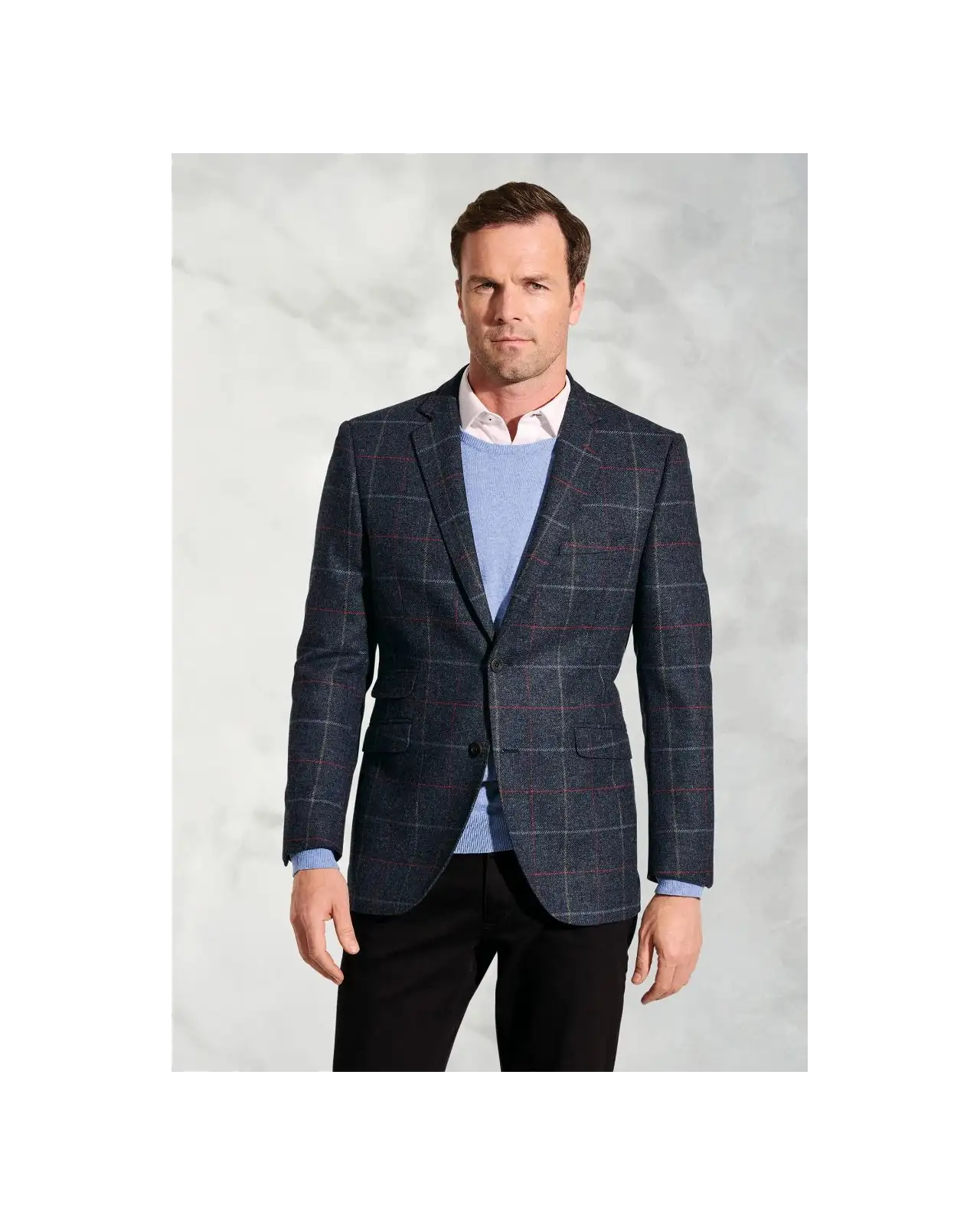 Suit Jackets Brook Taverner Tailored Fit Haincliffe Blue Check Wool Suit Jacket-BT-3869A £224.00
