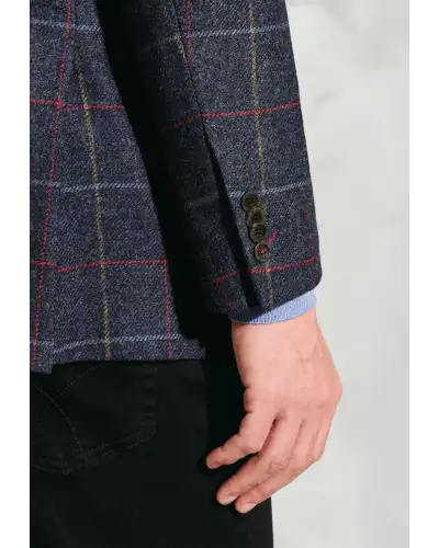 Suit Jackets Brook Taverner Tailored Fit Haincliffe Blue Check Wool Suit Jacket-BT-3869A £224.00