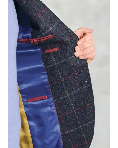 Suit Jackets Brook Taverner Tailored Fit Haincliffe Blue Check Wool Suit Jacket-BT-3869A £224.00