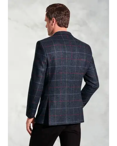 Suit Jackets Brook Taverner Tailored Fit Haincliffe Blue Check Wool Suit Jacket-BT-3869A £224.00
