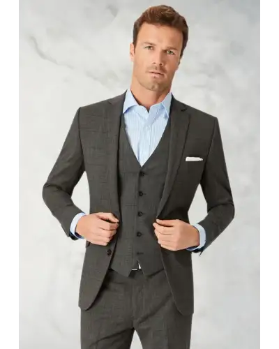 Suit Jackets Brook Taverner Tailored Fit Cassino Grey Check Washable Suit Jacket-BT-3834C £161.00