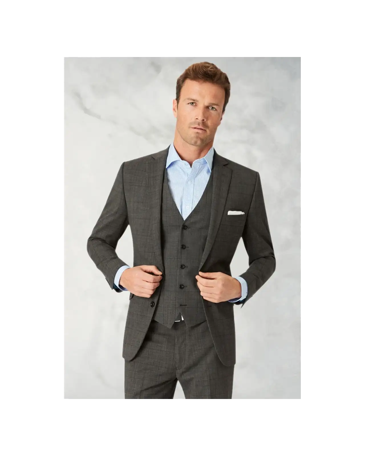 Suit Jackets Brook Taverner Tailored Fit Cassino Grey Check Washable Suit Jacket £161.00