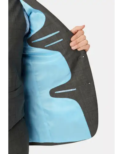 Suit Jackets Brook Taverner Tailored Fit Cassino Grey Check Washable Suit Jacket-BT-3834C £161.00