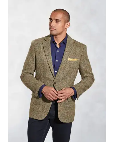 Harris Tweed Jackets Brook Taverner Regular Fit Stromay Olive Check Harris Tweed Jacket £269.00