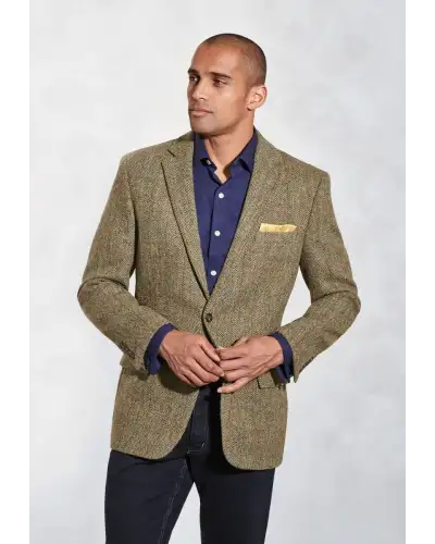 Harris Tweed Jackets Brook Taverner Regular Fit Stromay Olive Check Harris TweedR Jacket-BT-3626A £269.00