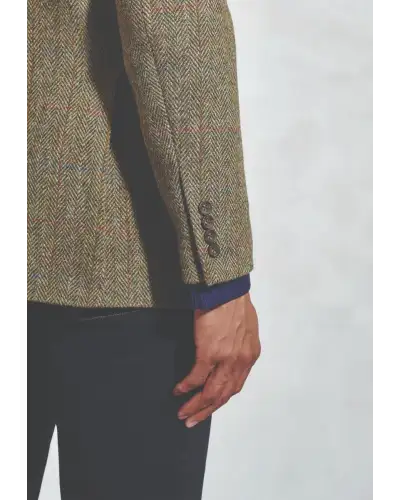 Harris Tweed Jackets Brook Taverner Regular Fit Stromay Olive Check Harris TweedR Jacket-BT-3626A £269.00