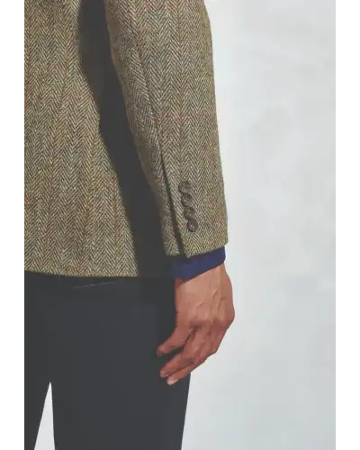 Harris Tweed Jackets Brook Taverner Regular Fit Stromay Olive Check Harris TweedR Jacket £269.00