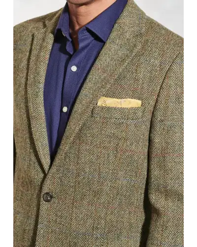 Harris Tweed Jackets Brook Taverner Regular Fit Stromay Olive Check Harris TweedR Jacket £269.00