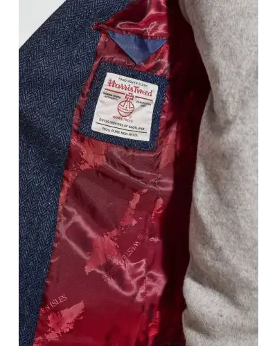 Harris Tweed Jackets Brook Taverner Tailored Fit Stranraer Navy Herringbone Harris TweedR Jacket £269.00