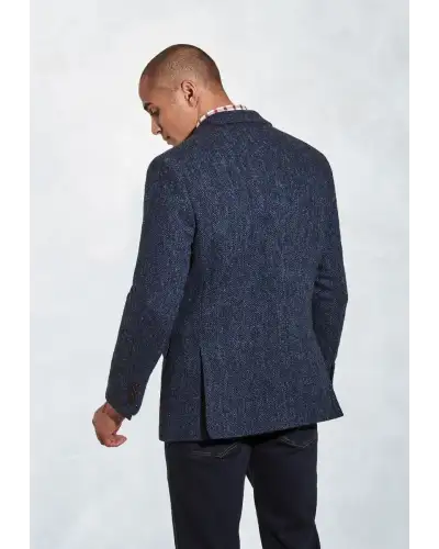 Harris Tweed Jackets Brook Taverner Tailored Fit Stranraer Navy Herringbone Harris Tweed Jacket £269.00