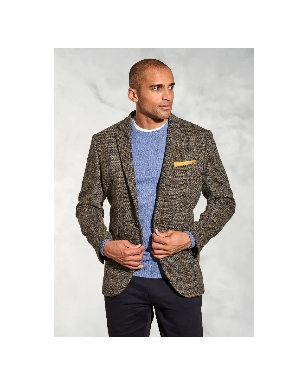 Harris Tweed Jackets Brook Taverner Tailored Fit Sumburgh Green And Blue Check Harris Tweed Jacket £269.00