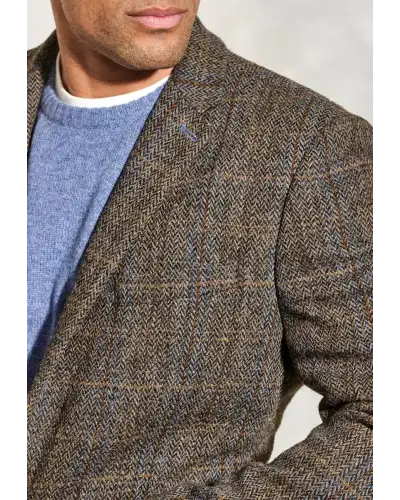 Harris Tweed Jackets Brook Taverner Tailored Fit Sumburgh Green And Blue Check Harris TweedR Jacket £269.00