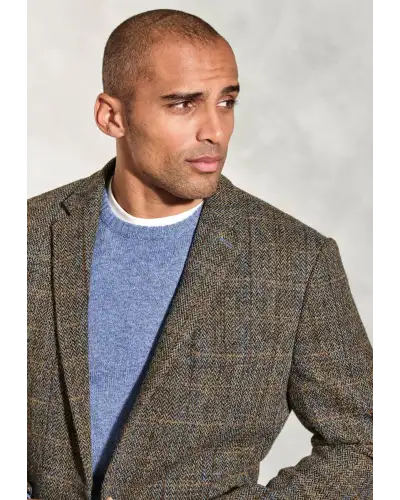 Harris Tweed Jackets Brook Taverner Tailored Fit Sumburgh Green And Blue Check Harris Tweed Jacket £269.00