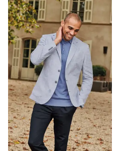 Jackets Brook Taverner Tailored Fit Eastwood Light Blue Pure Linen Jacket £134.00